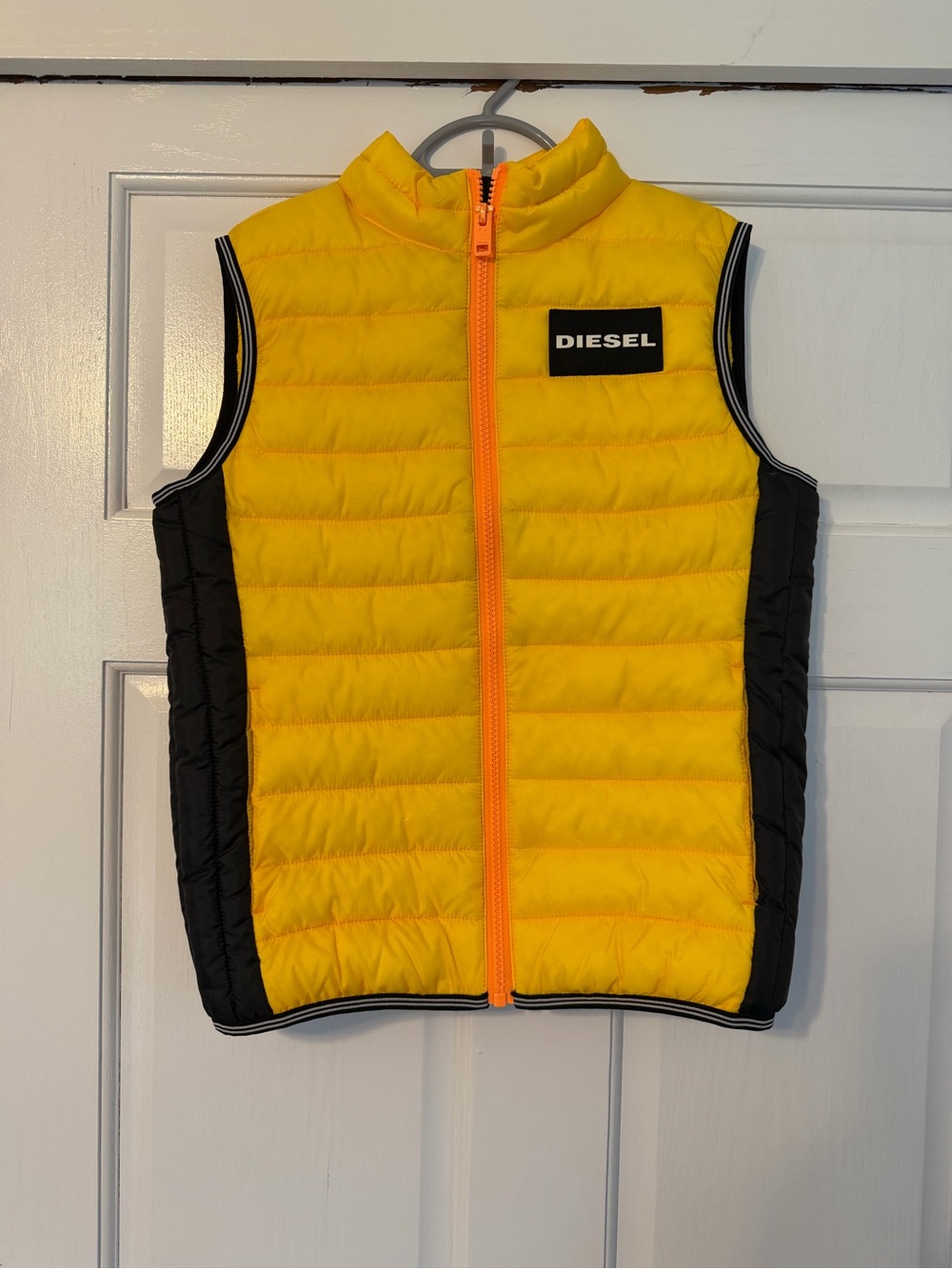 Diesel Yellow & Black Quilted Zip-Front Vest